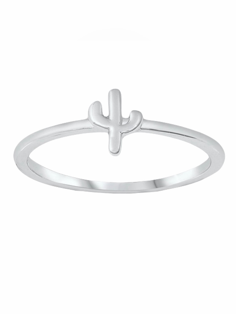 New Sterling Silver Handmade Bohemian Solid Cactus Dainty Minimalist Ring
